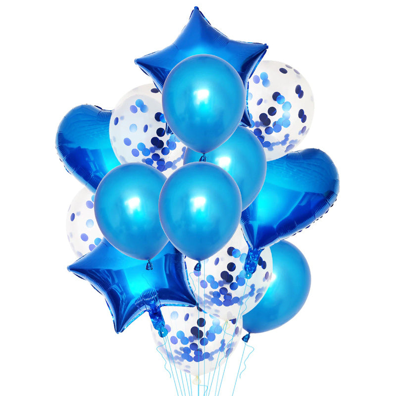 14 Pcs Foil Balloon Sets - Blue