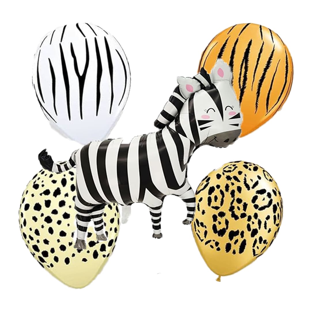 Zebra Shaped Foil Balloon - 5pc