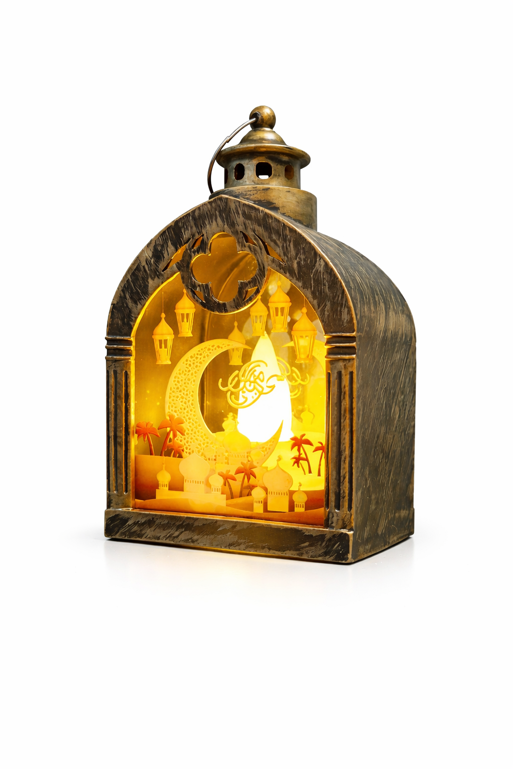 Golden Dome Ramzan Lantern With Mosque & Crescent Print