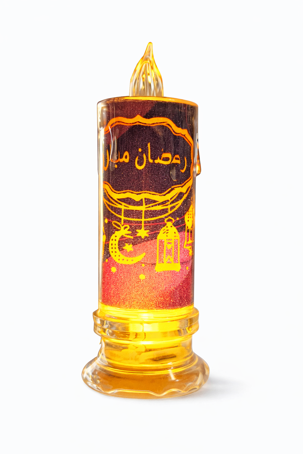 Ramadan Lantern - Candle Shaped With crescent Design Small Dar Blue