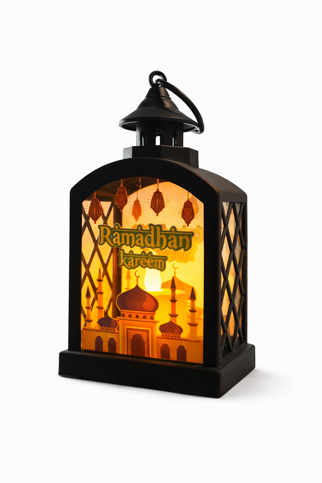Square Lantern Black - With Mosque Design