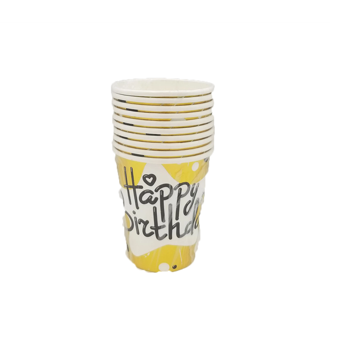 Happy Birthday Golden Paper Cups