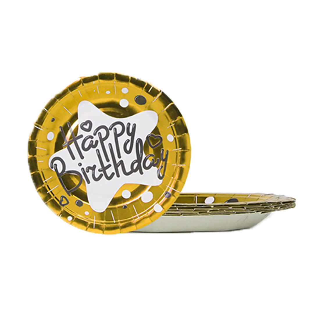 Happy Birthday Golden Paper Plates