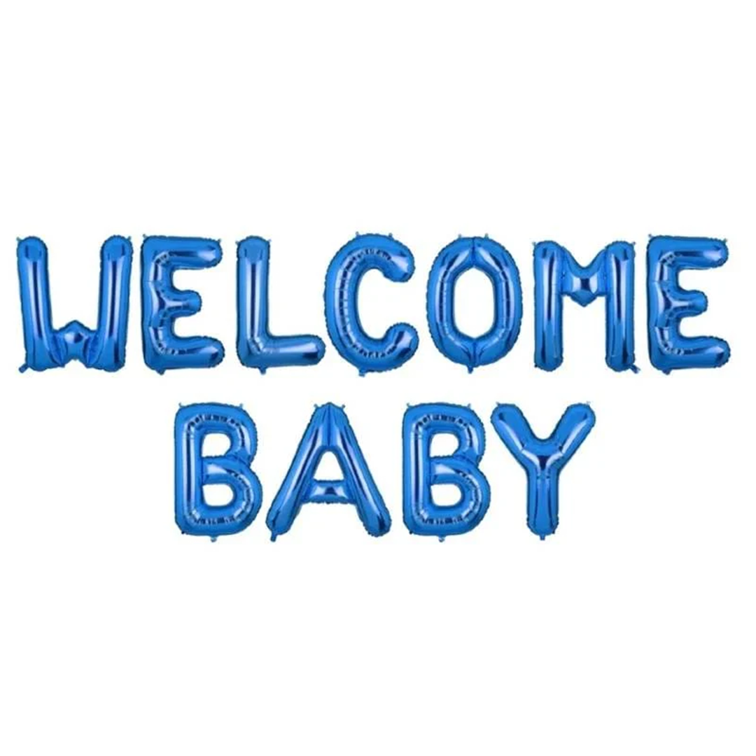 Welcome Baby Blue Foil Balloon