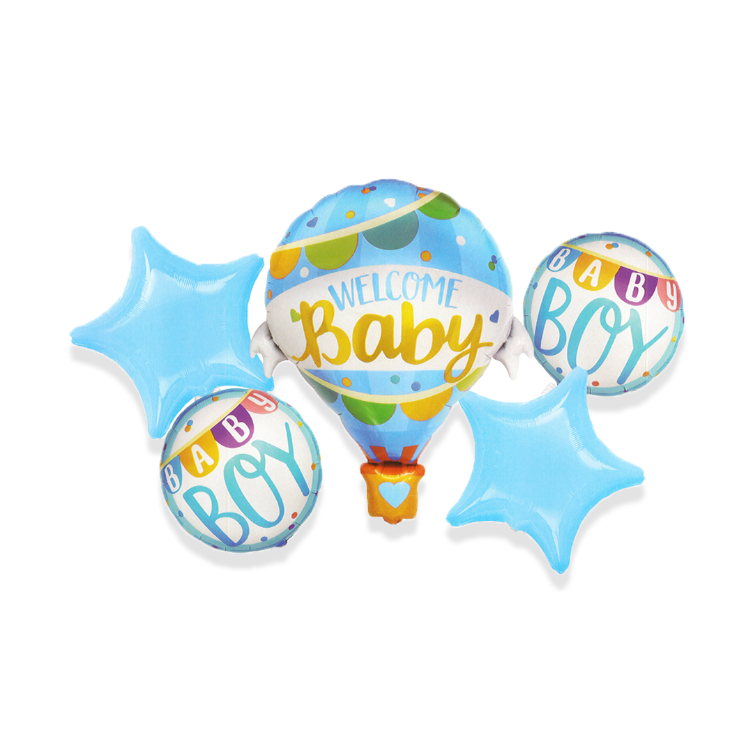 Welcome Baby Boy 5 Pc Foil Balloons