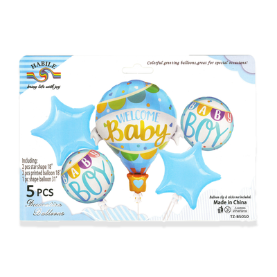 Welcome Baby Boy 5 Pc Foil Balloons