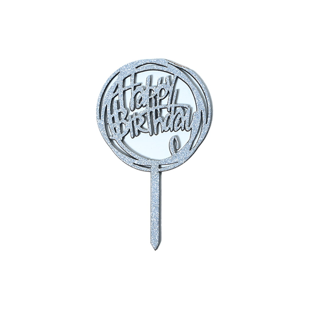 Glitter Silver cake Topper
