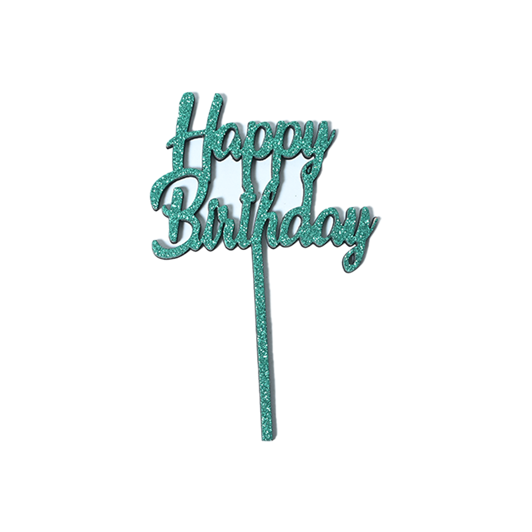 Green Glitter HBD Cake Topper