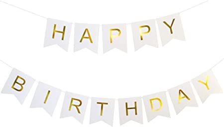White HBD Banner With Golden Text