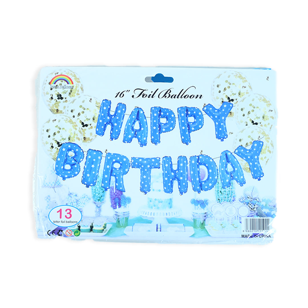 Blue HBD Foil Balloons with white Stars