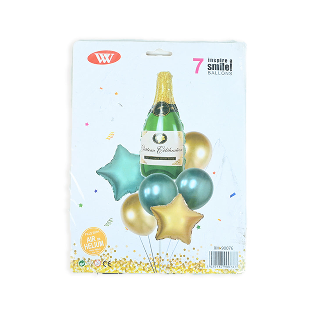 7pcs Green Champaign Bottle Shaped Balloons