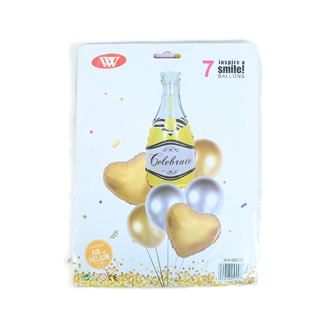 7pcs Yellow Champaign Bottle shaped Balloons