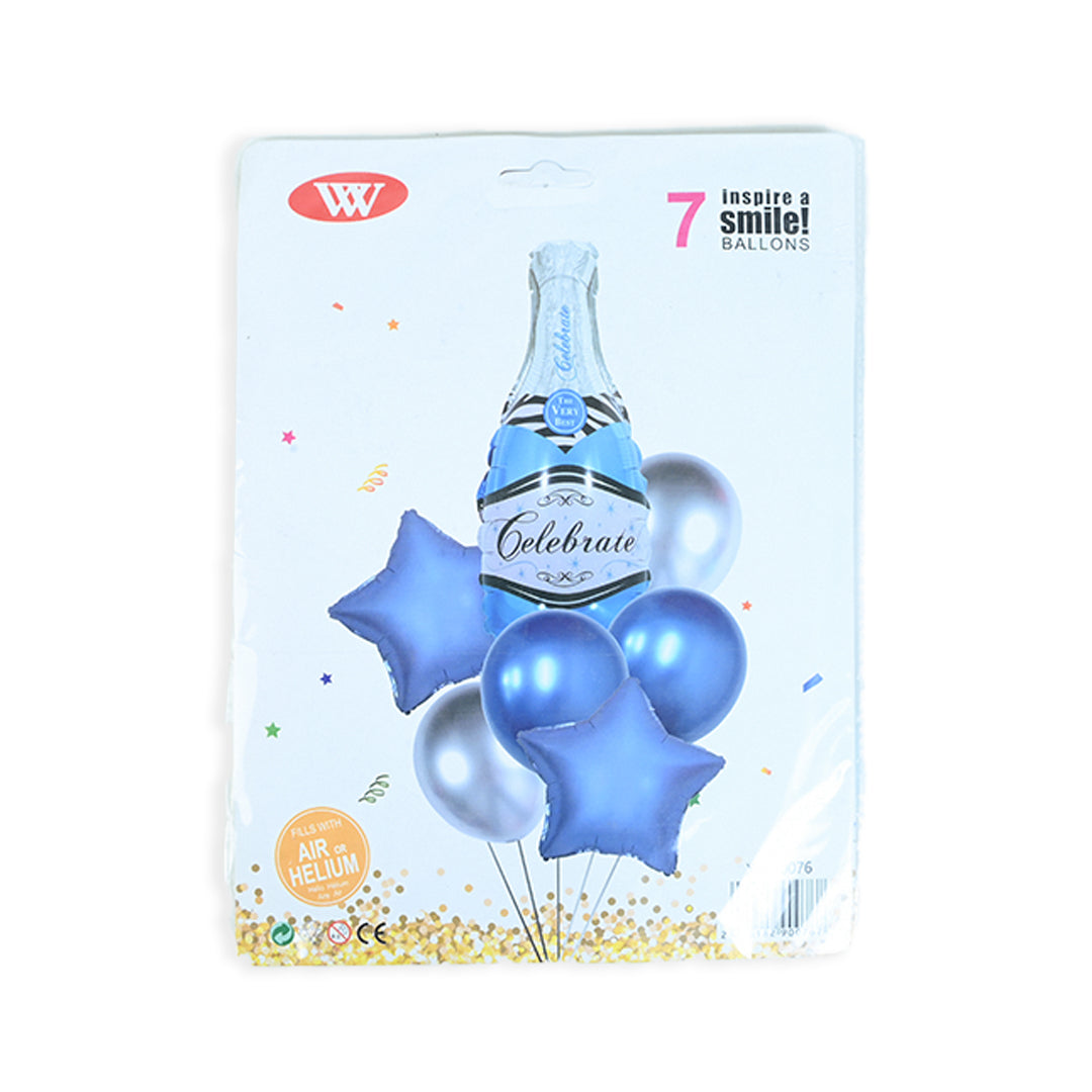 7pcs Blue Champaign Bottle Shaped balloons