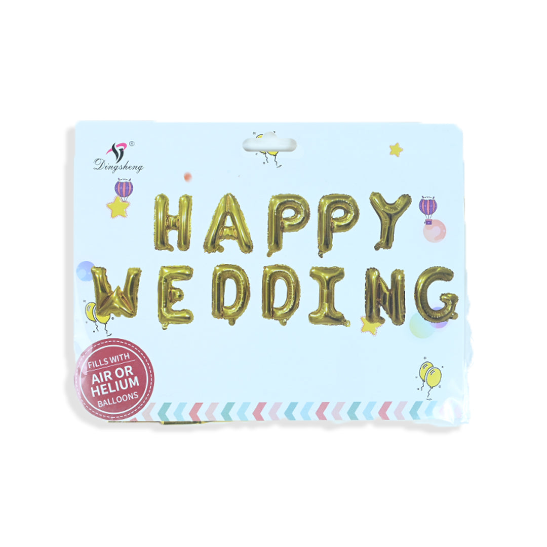 Golden Happy Wedding Foil Balloon