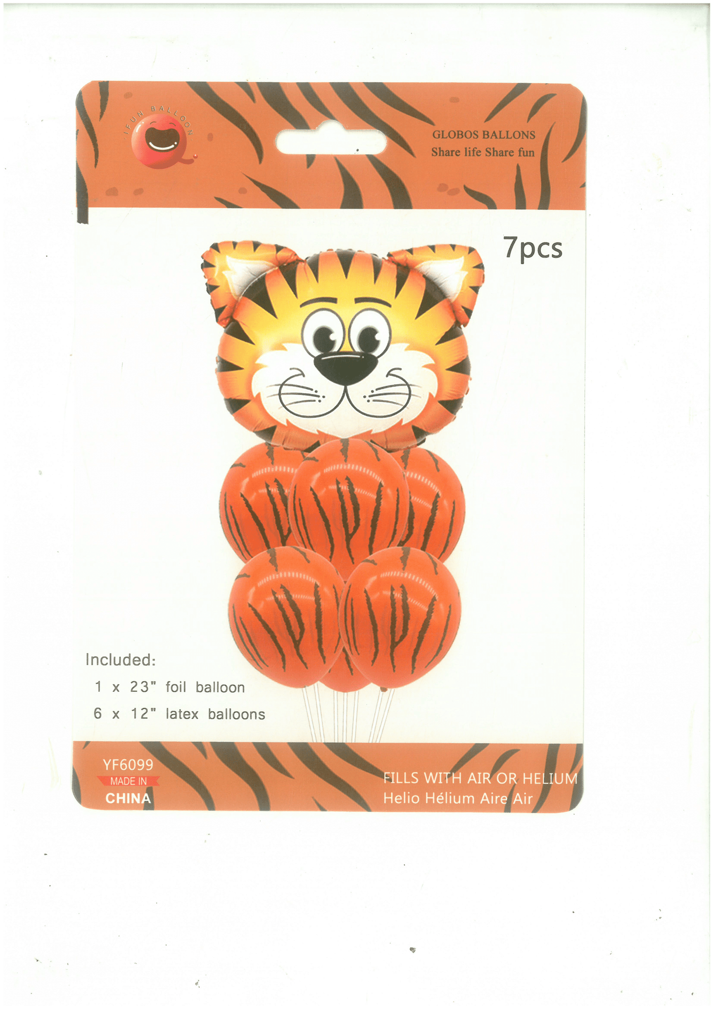 7 Pcs Tiger-Themed Balloons