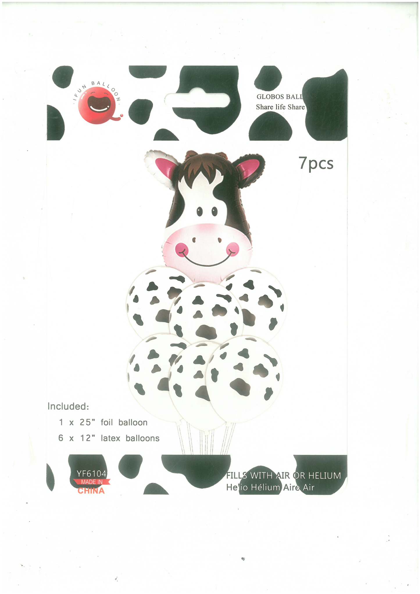 7pcs Cow Themed Balloons