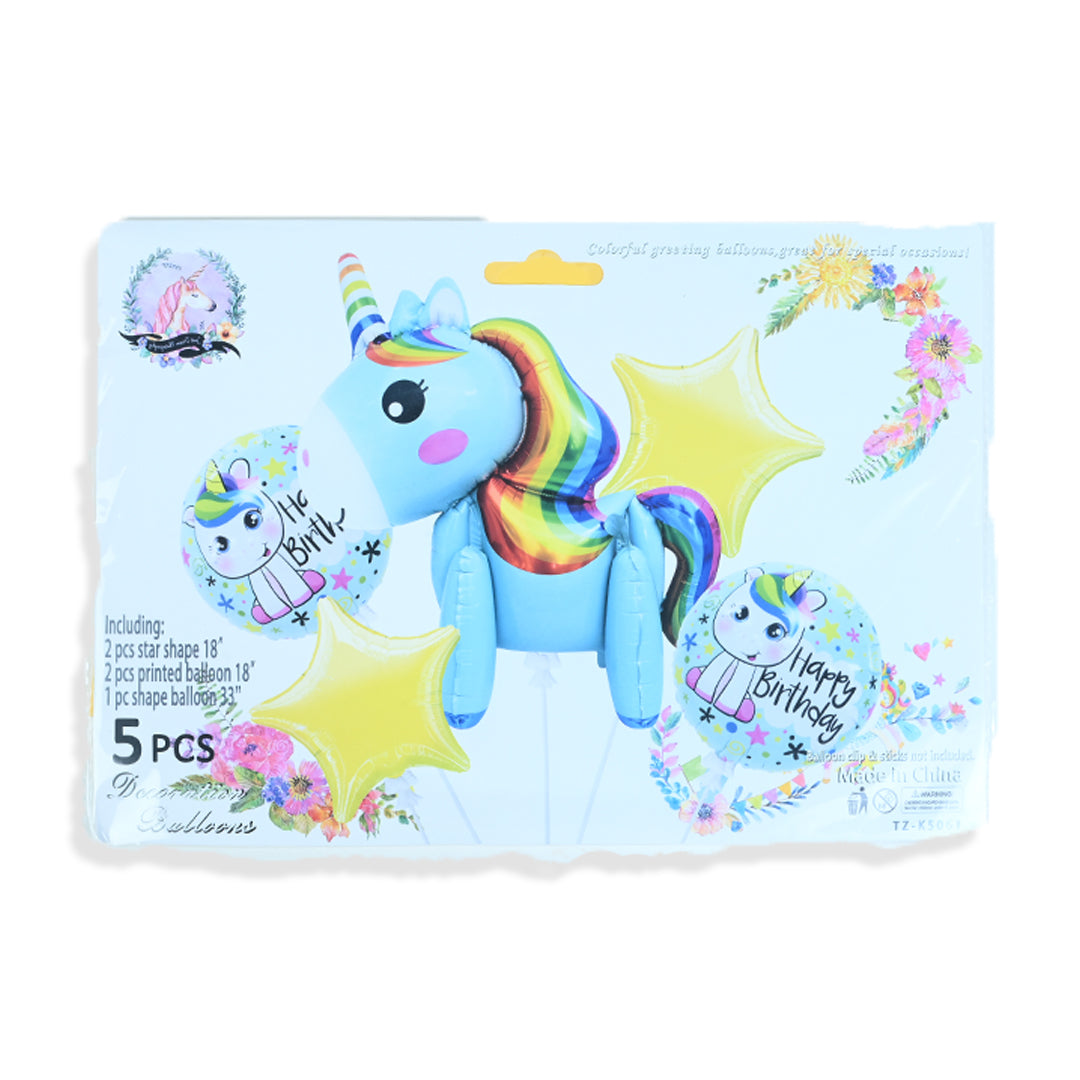 5pcs Blue Unicorn Theme Set