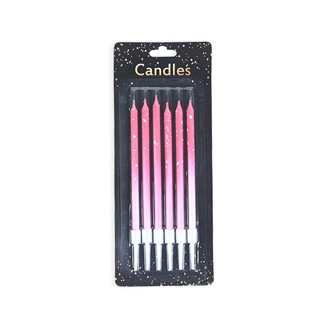 Pink Pencil Candles With White Splash