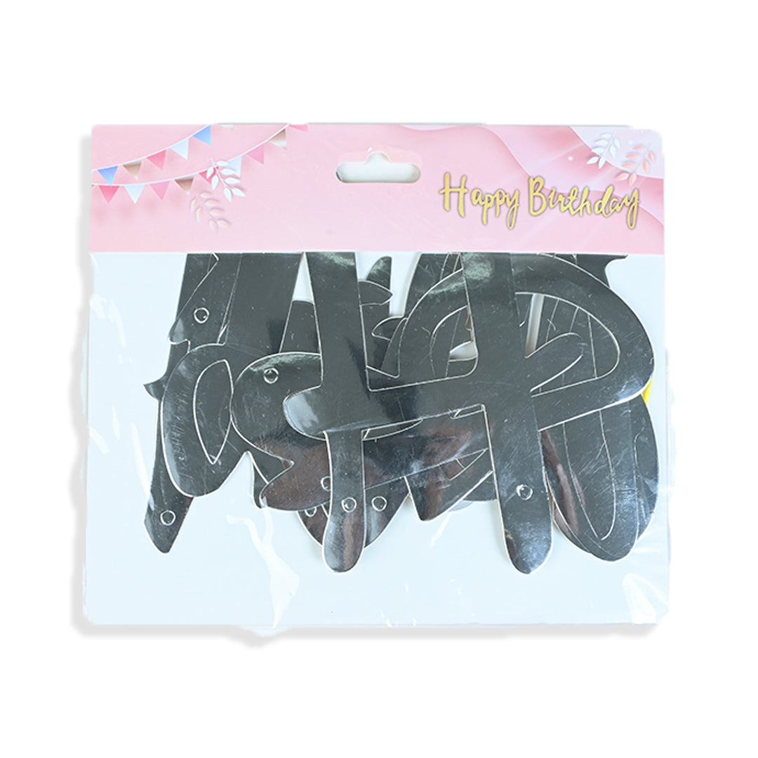 HBD Bunting Banner Silver