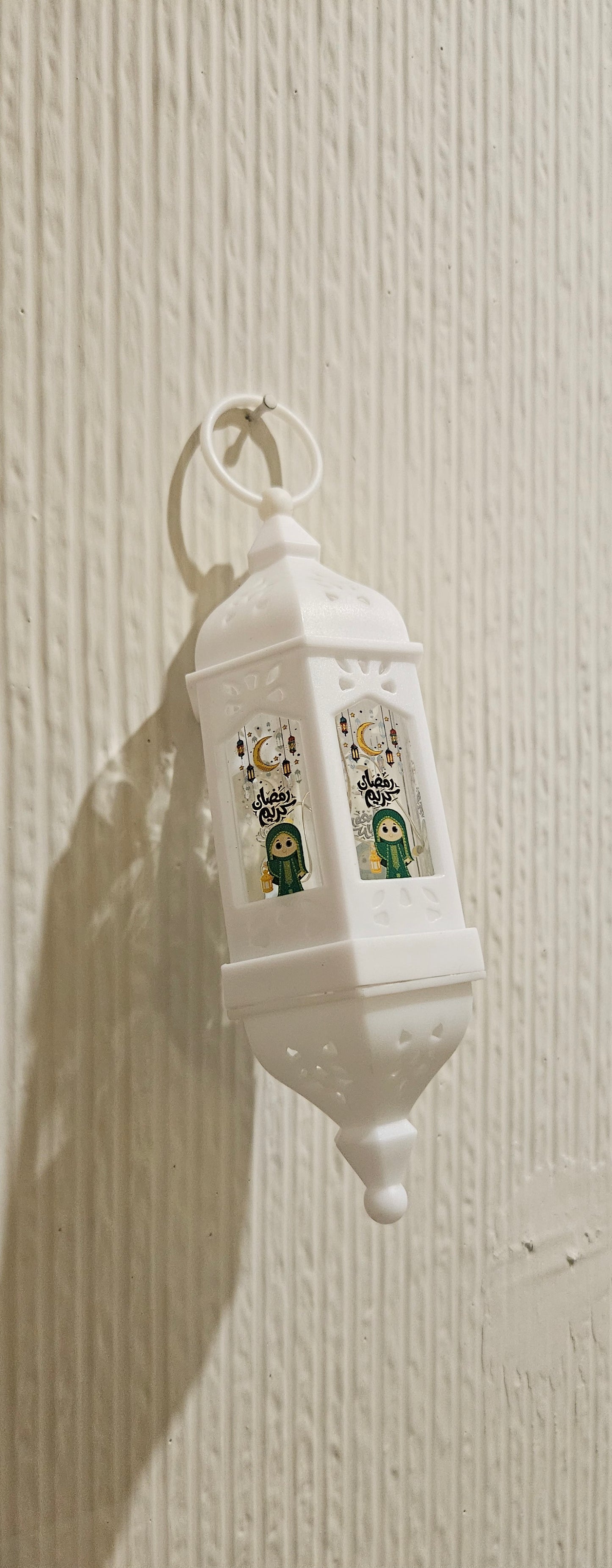 White Hexagon Hanging Ramzan Lantern With Girl Print