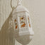 White Hexagon Hanging Ramzan Lantern With Toop Print