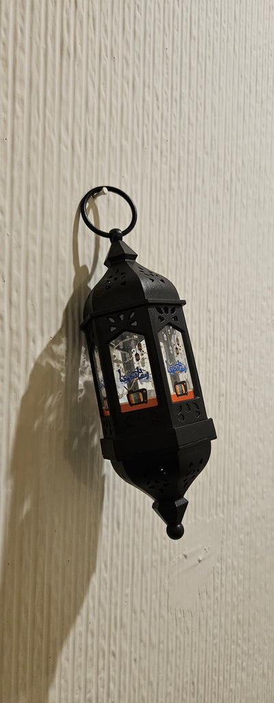 Black Hexagon Hanging Ramzan Lantern With Girl Print
