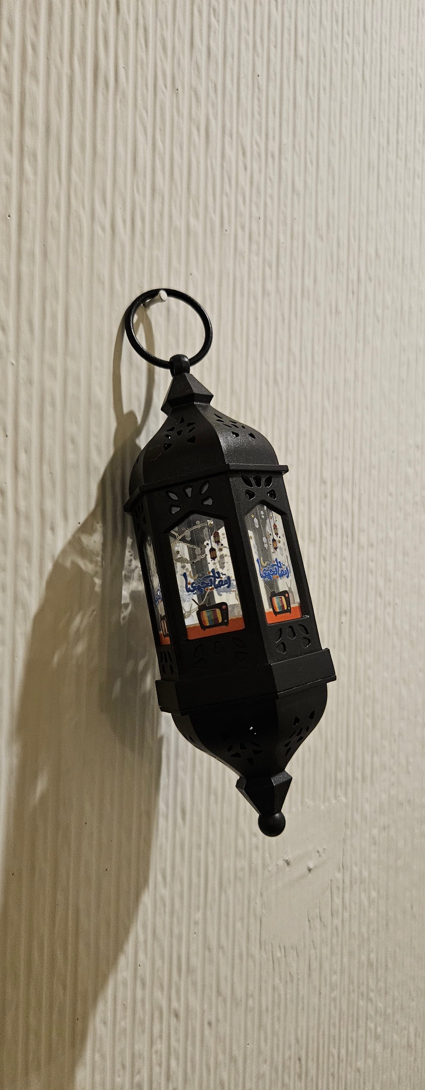 Black Hexagon Hanging Ramzan Lantern With Ramzan Mubarak Print