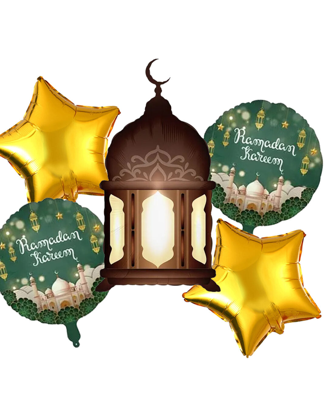 Ramzan Kareem Green Foil Balloon Set - 5pcs