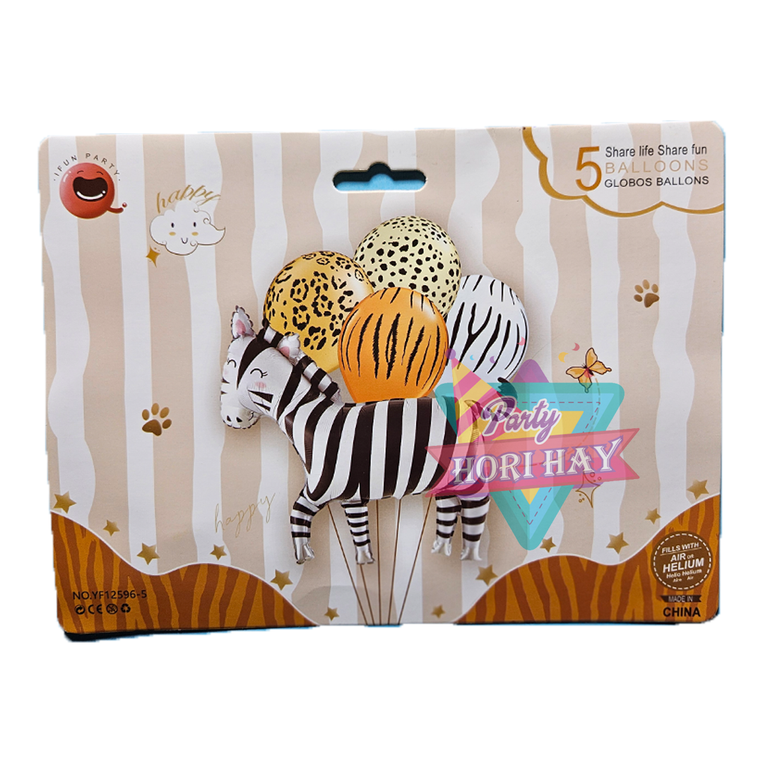 Zebra Shaped Foil Balloon - 5pc