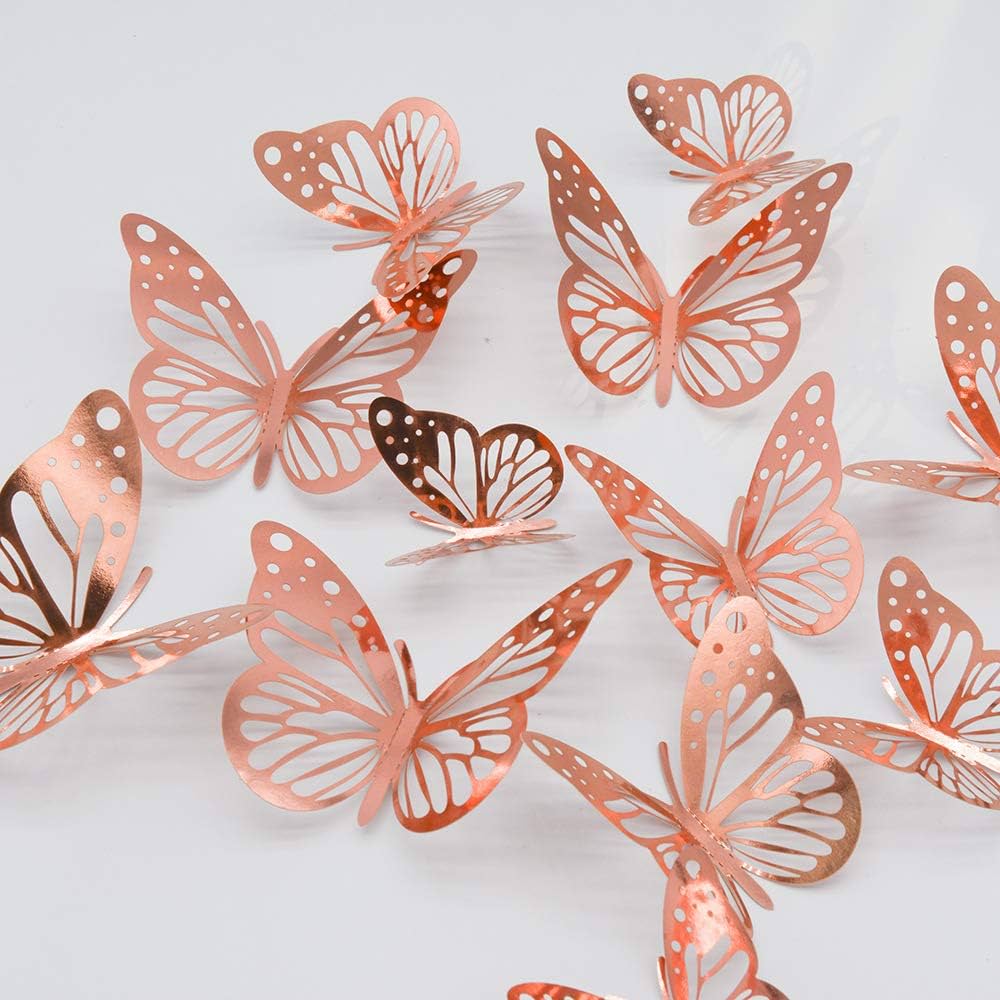 Rose Gold 3D Butterfly Decoration