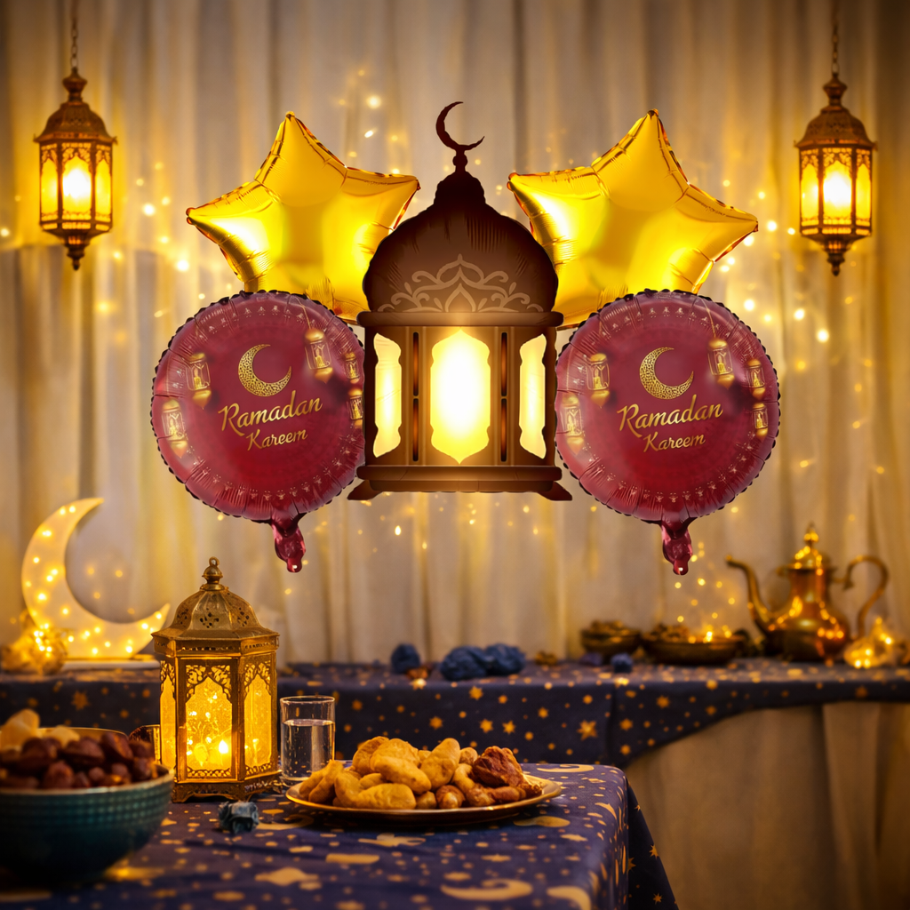 Ramzan Kareem Brown Foil Balloon Set - 5 pcs
