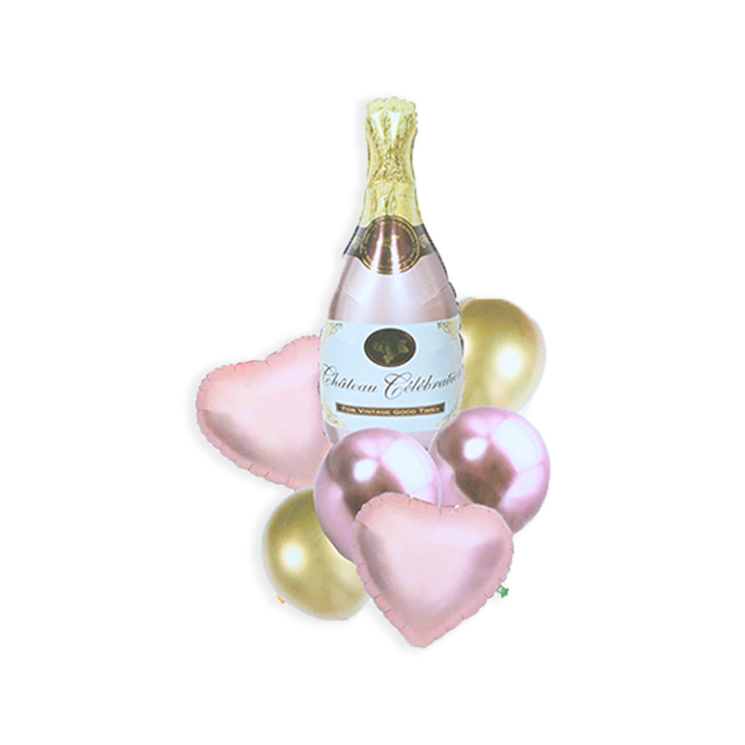 7 Pcs Champaign Foil Balloons Set - Rose Gold