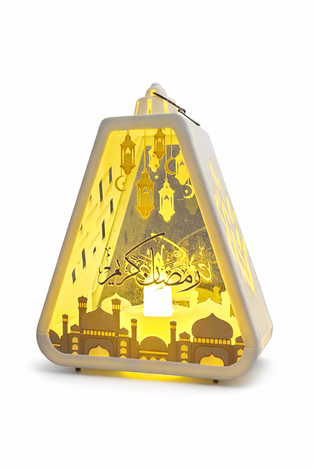 White Ramzan Lantern With Blue Mosque Print