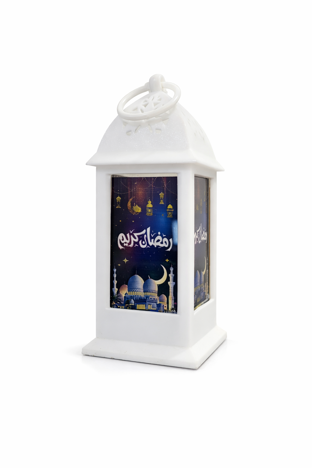 White Tower Ramzan Lantern With Purple Mosque Print
