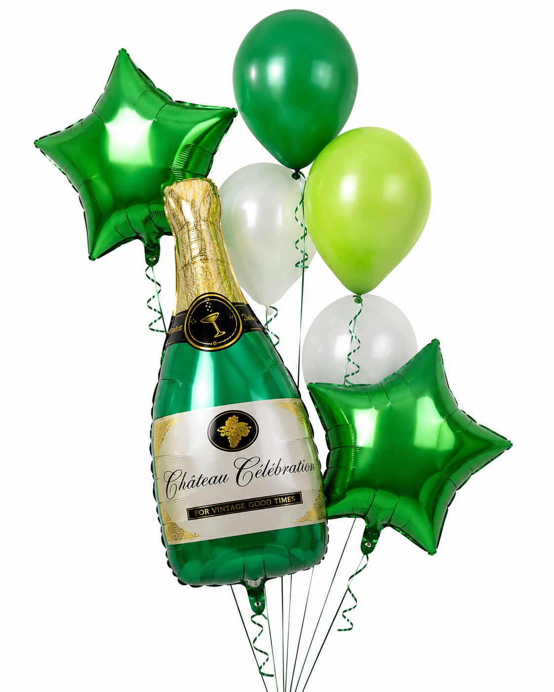 Green Champaign Foil Balloons Bottle Set