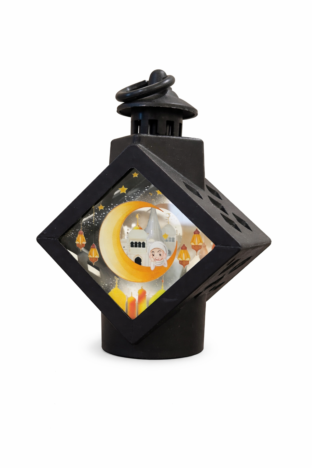 Black Diamond Ramzan Lantern With Girl &amp; Crescent Print