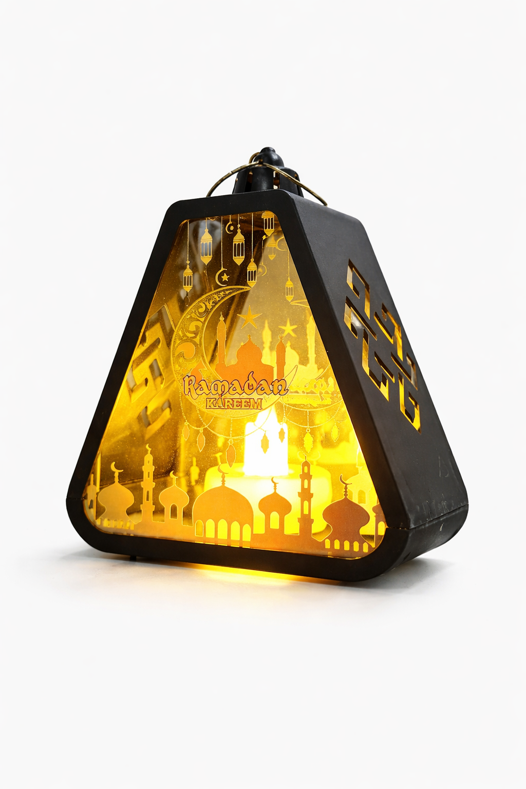 Ramzan Lantern Black With Colouful Mosque & Crescent