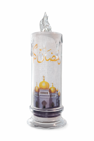 Ramadan Tower Lantern - Crystal Shaped With Golden Mosque