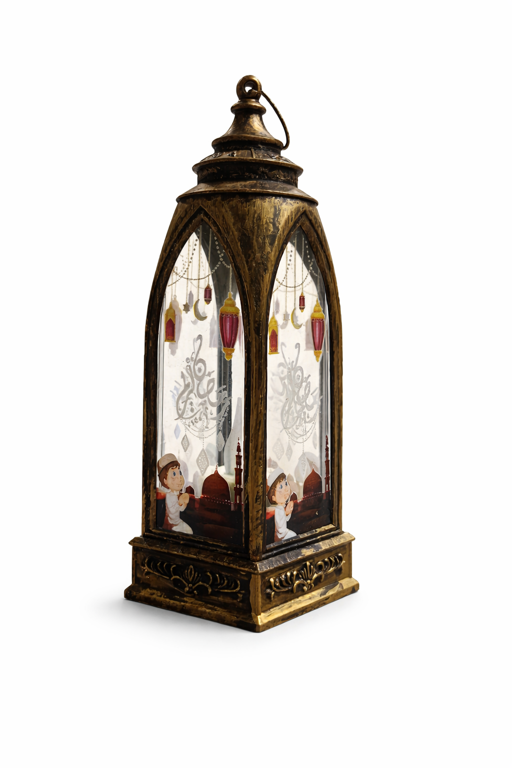 Ramadan Tower Lantern - Golden With Boy Print