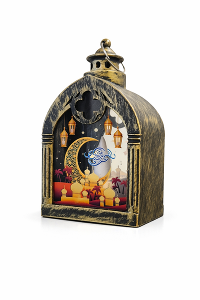Golden Dome Ramzan Lantern With Mosque & Crescent Print
