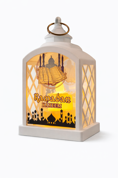 Ramzan White Lantern - With Mosque Print