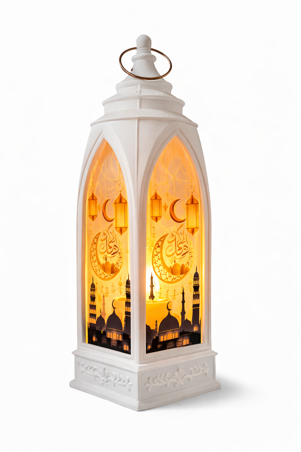 Ramzan Tower Lanter White - With Crescent Design