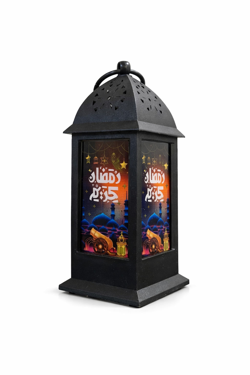 Black Tower Ramzan Lantern With Purple Mosque & Toop Print