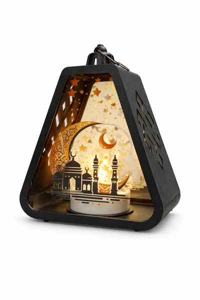 Ramzan Lantern Black With Orange Crescent Print