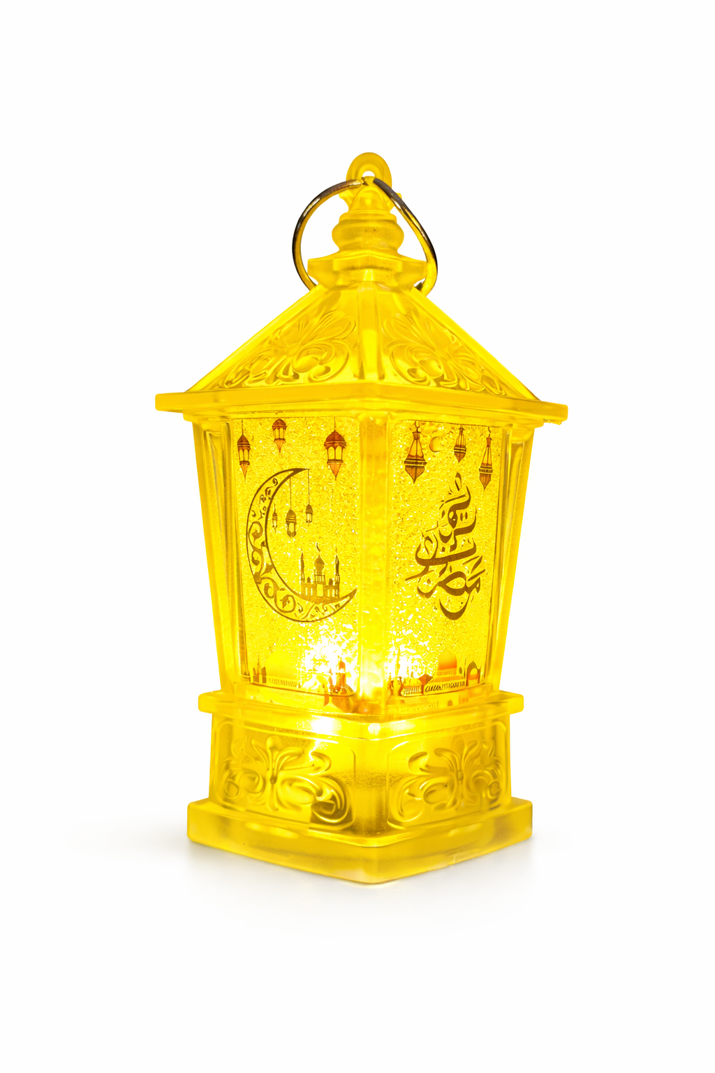 Hexagon Crystal Ramzan Lantern Small With Mosque Print