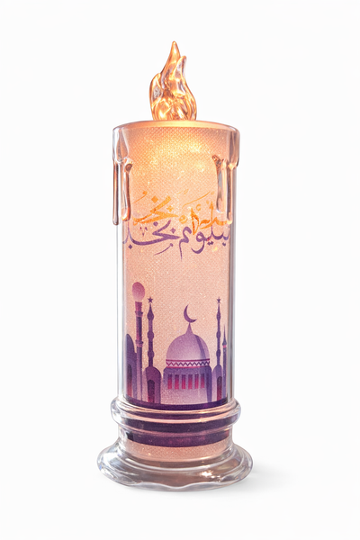 Ramadan Tower Lantern - Crystal Shaped With Purple Mosque