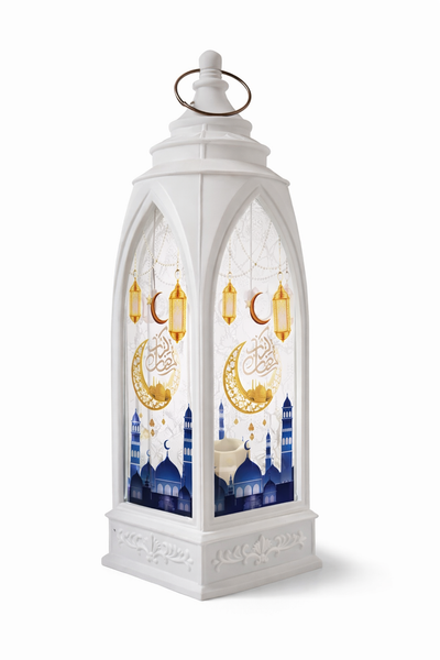 Ramzan Tower Lanter White - With Crescent Design