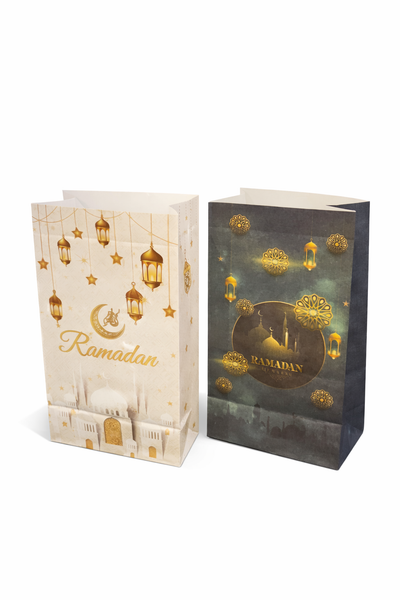 Ramzan Mubarak Goodie Bags  White & Green - Pack of 12