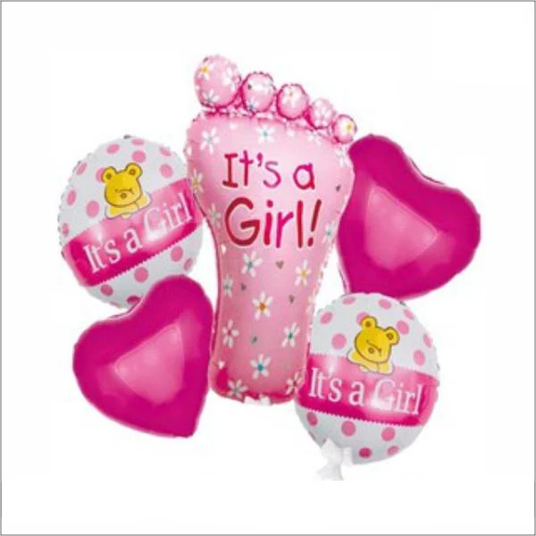 Its A Baby Girl Foot Theme Set 5 Pc