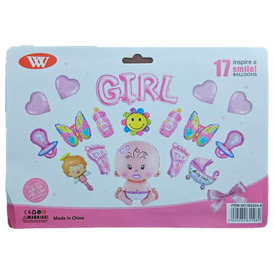 17 Pc Foil Balloon Theme Set Baby Girl